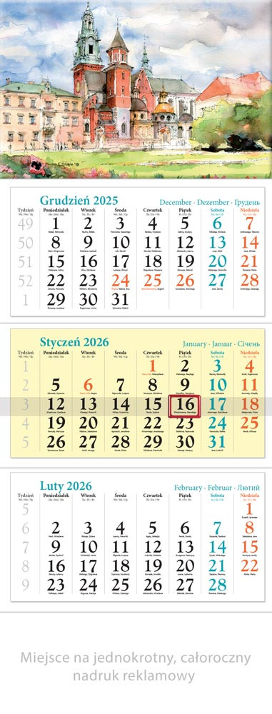 Kalendarz trójdzielny KRAKÓW LUCRUM KT07